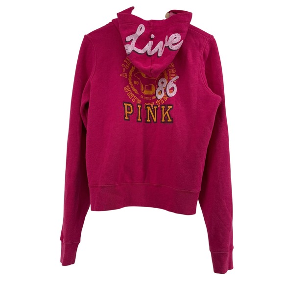 Victoria's Secret PINK Live Pink Zip Hoodie Sweatshirt Womens L Y2K - Picture 4 of 12